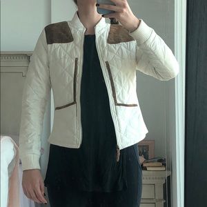 Ralph Lauren sz sm cream puffer jacket with suede